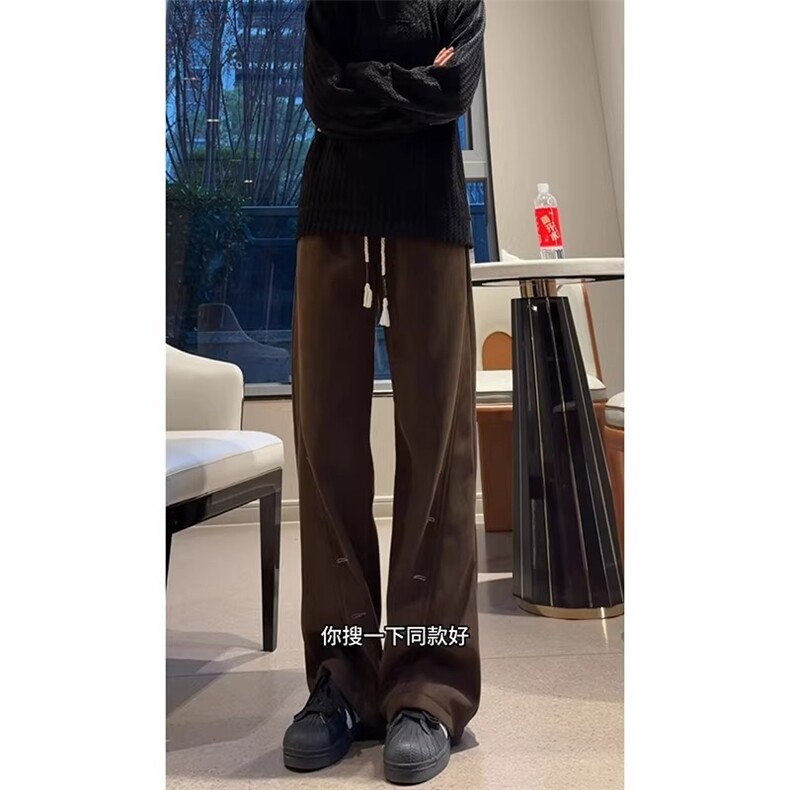 新款美拉德灯芯绒刺绣休闲裤子男设计感重磅微喇长裤LCK211-P43,男装休闲裤,星座1008