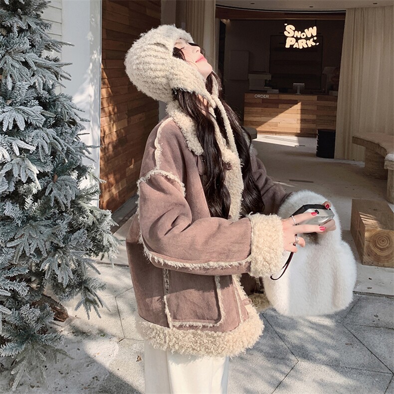 【档口有货】冬装新款麂皮羊羔毛外套2D112-5521-P195控288,女装毛呢外套,2D112