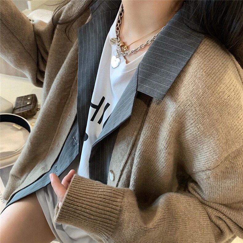 8953西装领针织开衫，女装西装，XTZ style