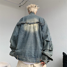 秋季新款美式复古牛仔外套潮流洗水做旧街头情侣夹克JK08617-P75，男装夹克，星座308B-1