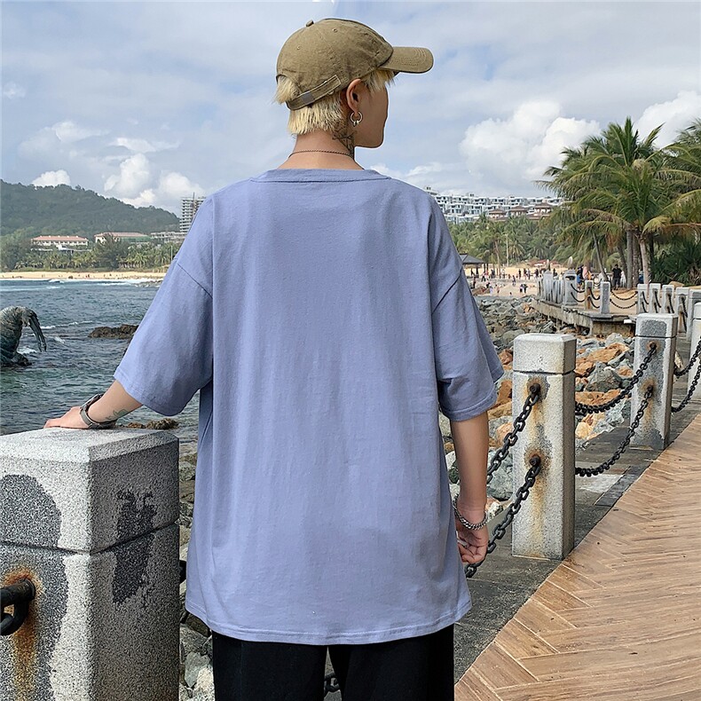 港风圆领青春休闲大码男运动日系原宿潮流男士短袖宽松DT708P25,男装T恤,星座227-7