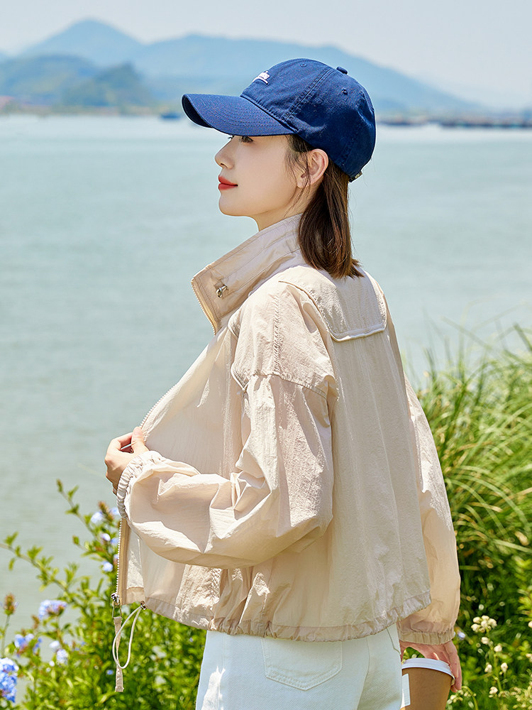 立领防晒衣女短款2025夏季新款百搭透气轻薄长袖小个子防晒服外套,女装防晒衣,可可小西