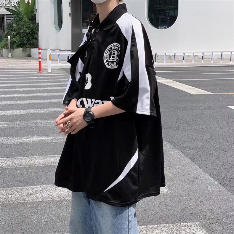 设计感小众短袖T恤美式高街Polo衫男夏季潮牌赛车T恤T1327-P34,男装Polo衫,星座512-2
