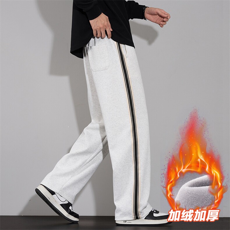 加绒加厚运动裤男青少年冬季宽松直筒长裤休闲裤D015-P45加绒P50，女装休闲裤，星座509