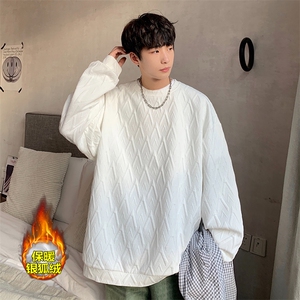 特批P45无差价冬季高级感男保暖加绒加厚银狐绒圆领卫衣W349J加绒图片