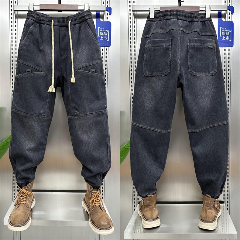 1506-1/KN6571/P53浅蓝色牛仔裤男生痞帅潮流哈伦裤水洗百搭宽松,男装牛仔裤,星座1506-1