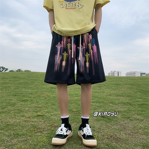 XZ616 夏季新款冰丝网眼发泡星星短裤休闲五分裤 TY867 P35控48图片