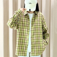 春季新款现货（跨境电商）格子男女情侣款潮流宽松格纹衬衣，男装衬衫，星座1107-1