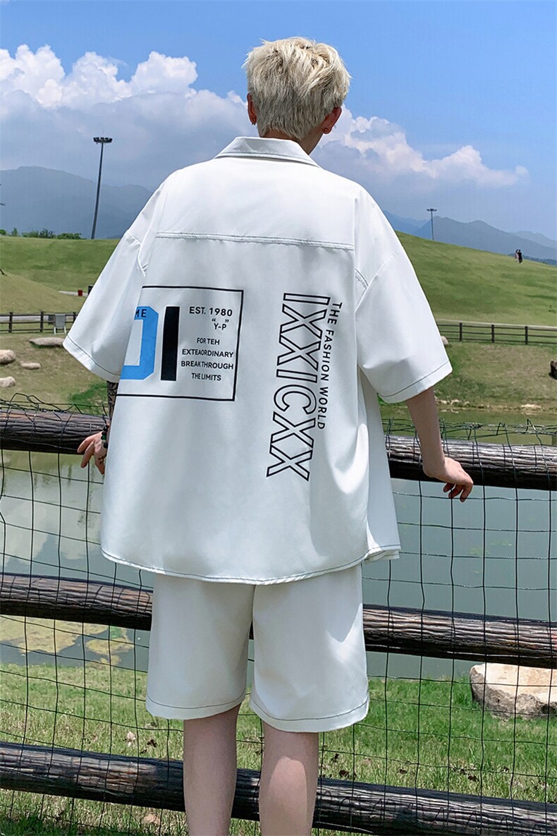 特批P65无差价夏季冰丝垂感印花青少年男士凉感舒适两件套装TZ361,男装休闲套装,电商A001