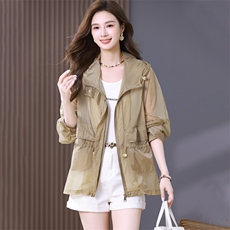 轻薄防晒衣女2024夏季新款时尚休闲户外凉感透气减龄收腰连帽外套，女装防晒衣，靓衣阁