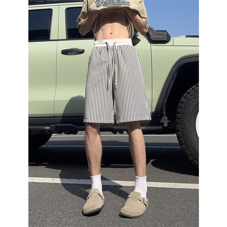 B221美式ins高街暗黑条纹短裤五分裤LK25471-特P18控38,男装牛仔裤,电商B221