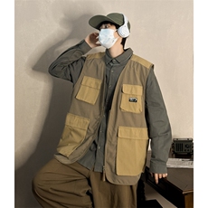 秋季工装马甲男日系潮牌多口袋无袖坎肩战术马夹外套MJ015-P45，男装背心/马甲，星座308B-1