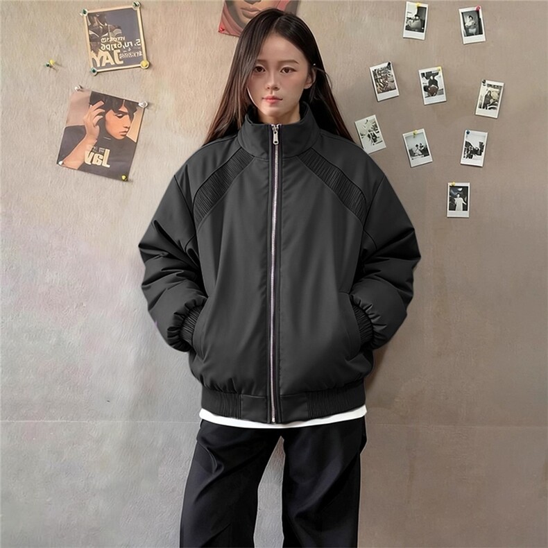 美式立领外套男款秋冬款加厚加棉宽松休闲夹克男女潮流棉服上衣男,男装夹克,星座506A