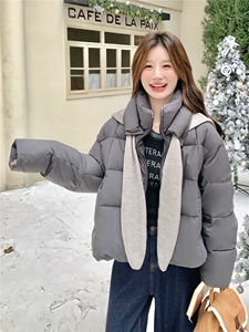 针织披肩灰色90绒羽绒服女2025冬季新款设计感显瘦气质巨好看外套图片