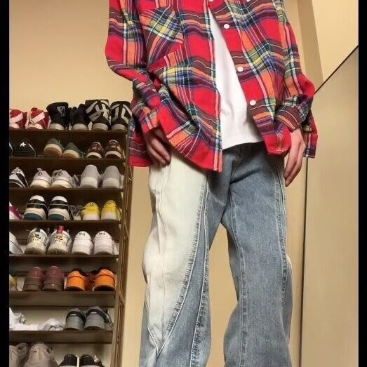 美式复古工装牛仔裤男春秋直筒vibe高街微喇cleanfit裤子痞帅潮牌,男装牛仔裤,星座506A