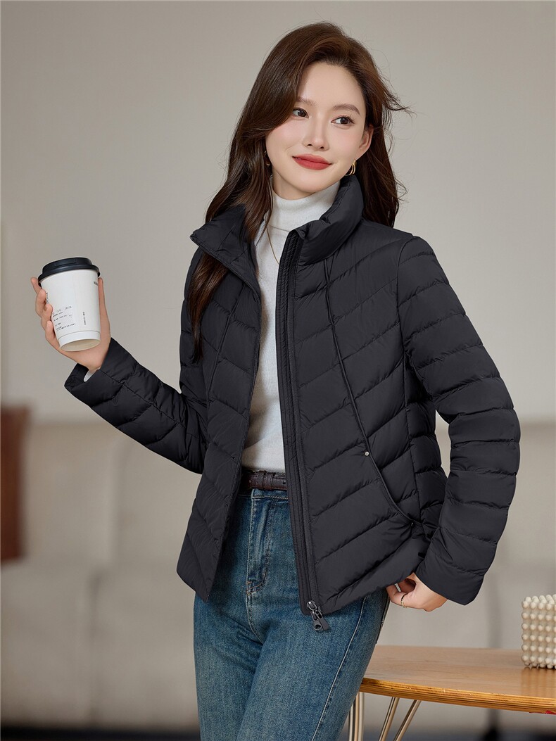 现货2025年冬季时尚休闲立领保暖羽绒服,女装羽绒服,依恋蒂丝