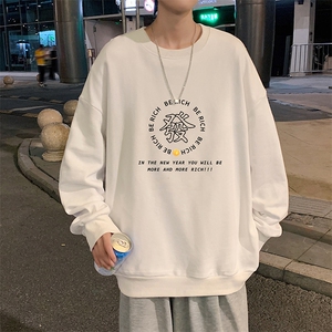 S6163-P28 加绒款-P33 秋季圆领卫衣男大码韩版宽松长袖外套图片