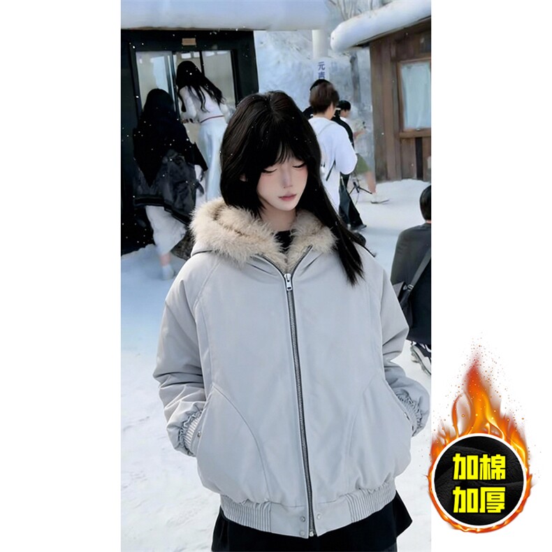 现货高品质美式高街冬季重磅硬挺短款座山雕毛领棉衣男女加厚外套，男装棉衣，电商A486