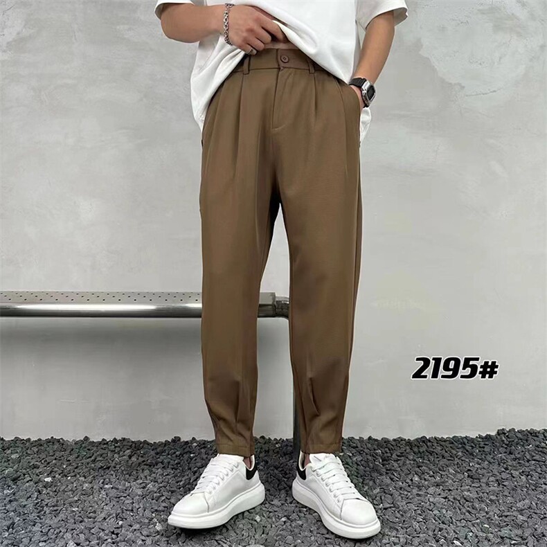 男简约宽松休闲裤垂感纯色枭光长丝面料长裤A329-K2195-P48，男装休闲裤，电商A329