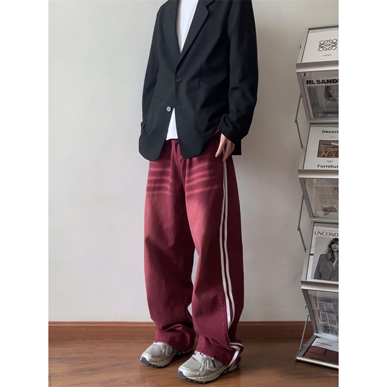 B221美式ins高街暗黑小众宽松直筒运动牛仔裤LK23139-P65控88,男装牛仔裤,电商B221