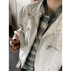 美式古着vintage水洗帆布牛仔外套男女款多口袋立领工装夹克 JK23图片