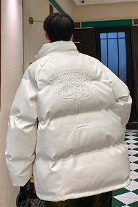 港风鳄鱼纹钢印字母图案设计大码休闲潮流棉衣男MY77727P128控168图片