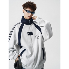 WY10190-特P60420g重磅-高品质-条纹设计感大码保暖卫衣外套男，男装棉衣，电商A059