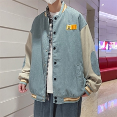 灯芯绒外套男春秋季港风ins拼色休闲棒球服宽松潮牌痞帅情侣夹克，男装夹克，星座1013