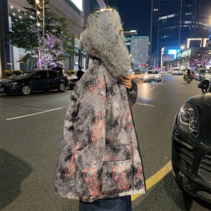 涂鸦china宇航员太空人大毛领加厚棉衣外套 A071-Y299-P130图片