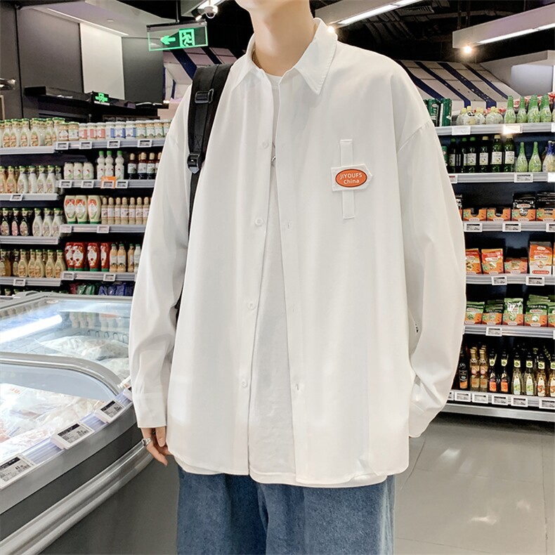 原宿风ins长袖简约男生宽松秋季港风衬衣日系休闲百搭W1307-P32,男装衬衫,星座512-2