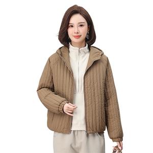 时尚显瘦竖条纹棉服 宽松百搭保暖外套图片
