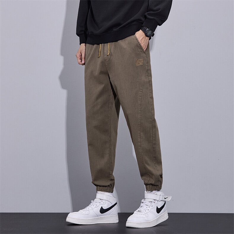 休闲裤男潮牌痞帅哈伦裤子秋冬季百搭抽绳宽松束脚长裤K299-P38图片