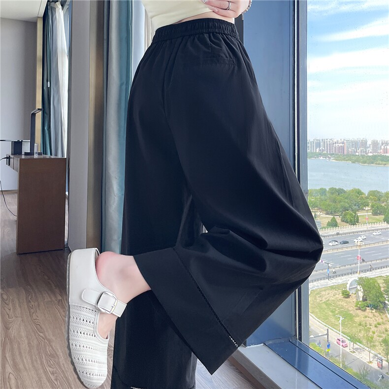 蕾丝花边勾花阔腿九分裤女2025新款宽松薄款小个子防晒休闲裤,女装休闲裤,梦白服饰厂