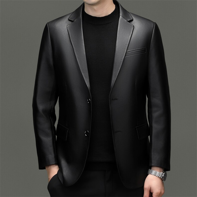 BG8113新款真皮皮衣男绵羊皮外套商务休闲西服韩版修身，男装西服，电商B360