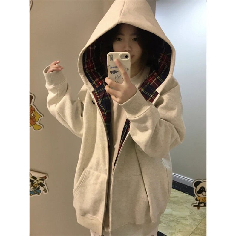 5258-P50原版做工#刺绣食毛华棉复合格子拼接卫衣薄款/加绒,女装卫衣/绒衫,星座617A-2