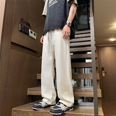 浪花皱春夏垂感休闲裤抽绳宽松直筒长裤个性男装A266-KZ1101-P35，男装休闲裤，电商A266