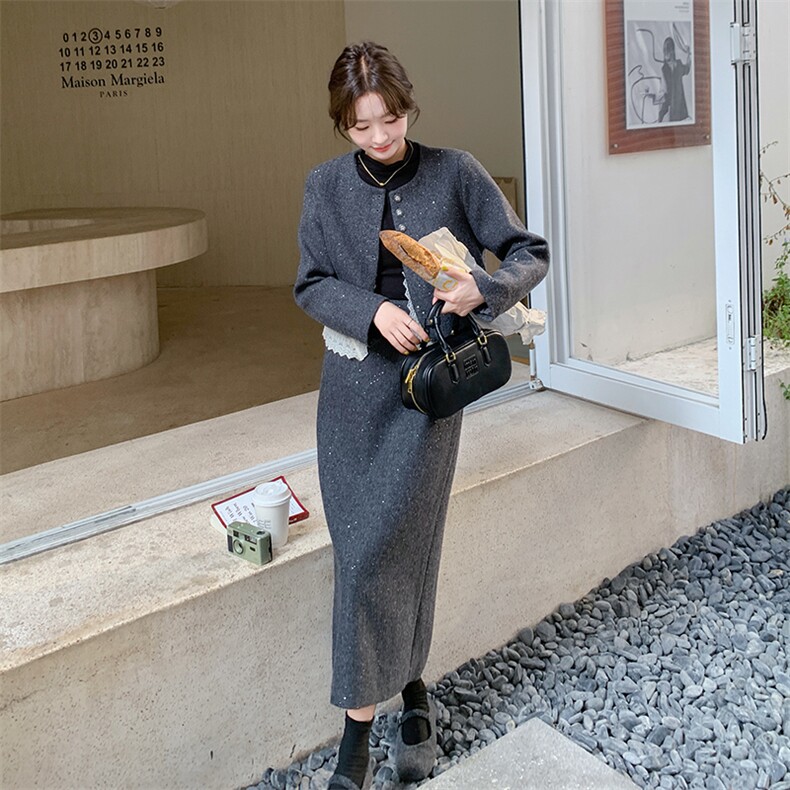 【现货数据好】卖家秀春秋呢料时尚减龄套装裙#99058-P195-K269,女装套装/套裙,2C317