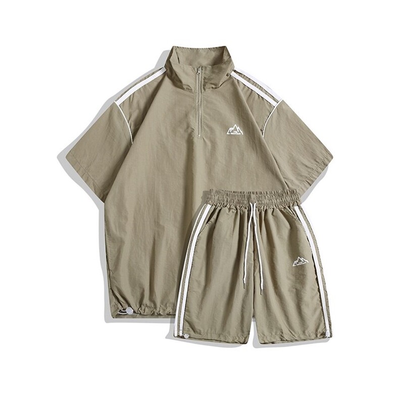 美式三条杠冰丝休闲男装夏季运动套装男款搭男生速干衣服TZ116p50,男装防晒衣,电商D315