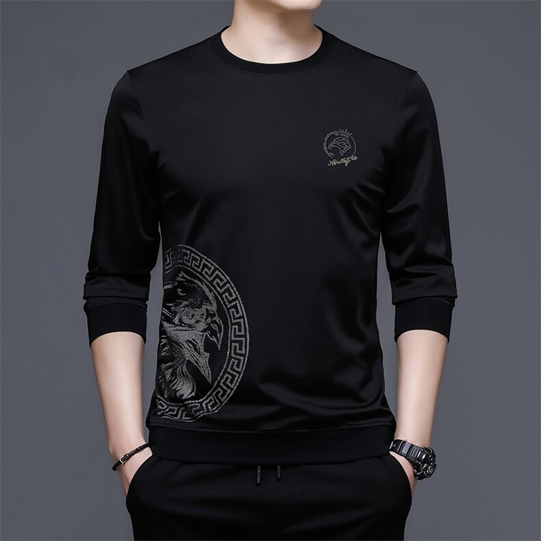 2022男士长袖圆领春秋季薄款卫衣中年商务休闲上衣中年宽松打底衫，男装卫衣，电商B212（原钱塘6029）