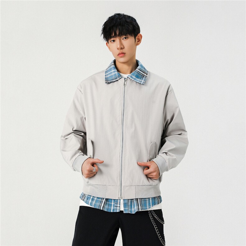 无影墙假两件翻领夹克外套男春秋拼接撞色美式CLeanfit飞行服P80,男装夹克,电商C306-1
