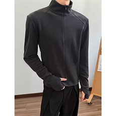 德绒打底衫男半拉链高领长袖t恤健身运动保暖内搭ZX1525P37，男装T恤，星座1112-1