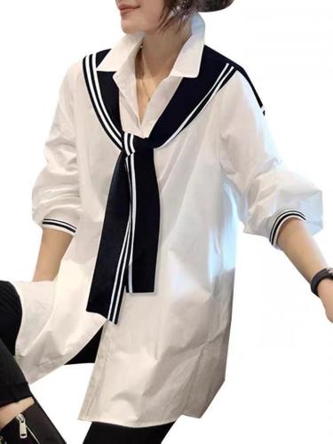 假两件中长款衬衫宽松上衣春秋新款,女装衬衫,斐媞梦 FTM
