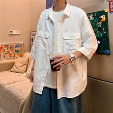 日系男士衬衣长袖2023秋款外套潮流简约七分袖衬衫X77P40，男装衬衫，星座1116-2
