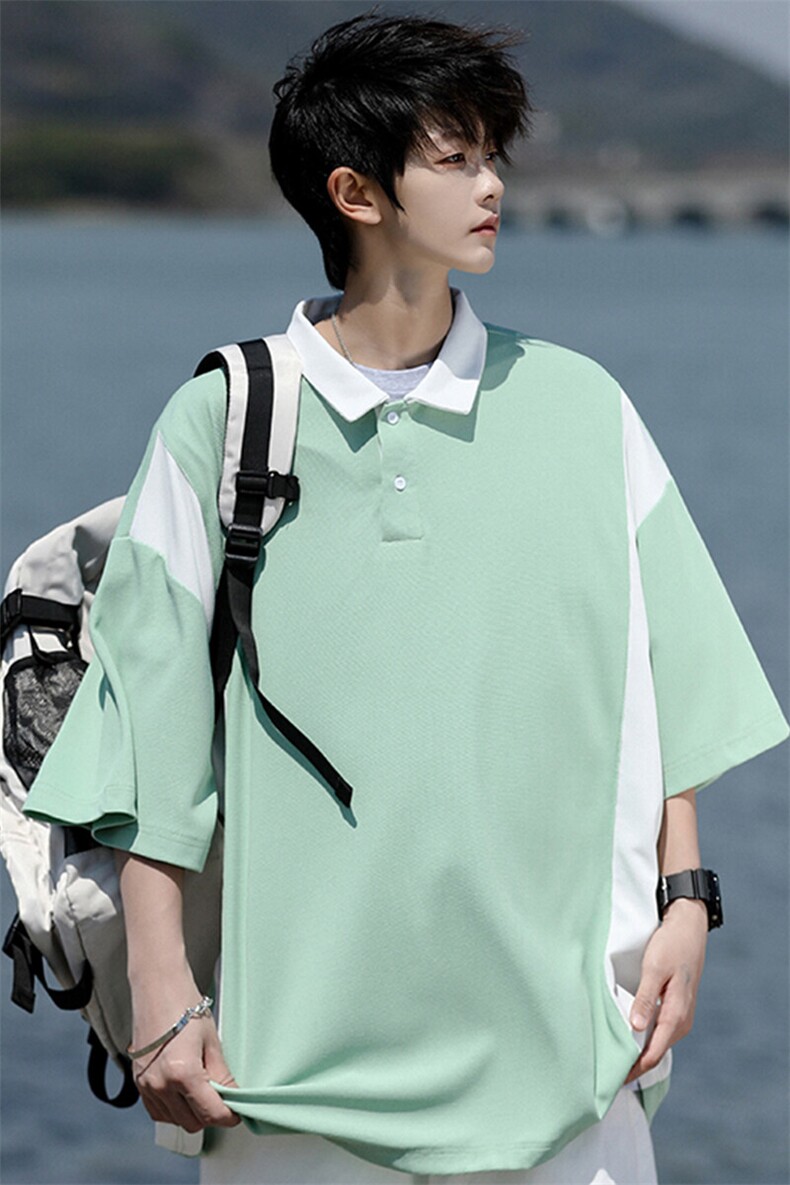 8XL-M拼接撞色短袖t恤男款夏季新款半袖POLO衫加肥加大码DT004P38,男装Polo衫,电商B312