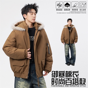 自家图有视频 复古加绒毛领外套棉衣新款连帽派克棉服M2572p95图片