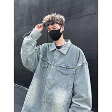 高级感水洗浅蓝牛仔外套春季新款韩版休闲宽松显瘦夹克上衣，男装工装外套，星座1018A