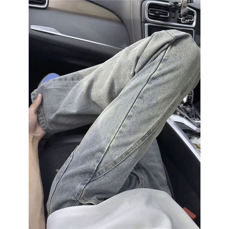 春季牛仔裤男款美式高街vibe裤子潮牌复古微喇直筒裤L21422-P45,男装牛仔裤,星座1008