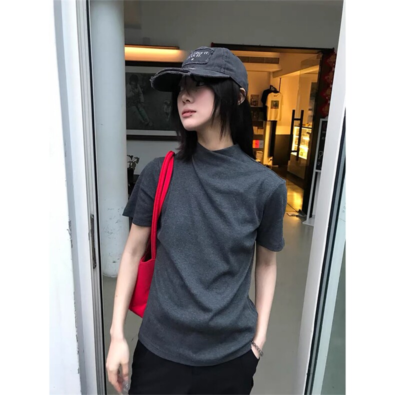 2026夏季潮流新款交叉领子短袖T恤D328-DX100-P25，男装T恤，电商D328