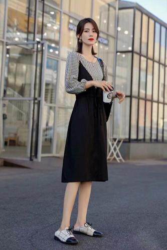 假两件套连衣裙，女装连衣裙，琪轩蔓莎