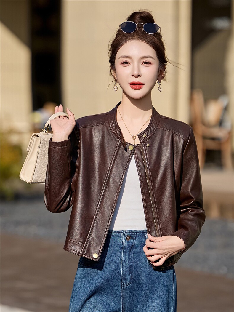 2026年春季新款现货时尚潮流高品质皮衣小外套机车服女装,女装皮衣,臻衣坊
